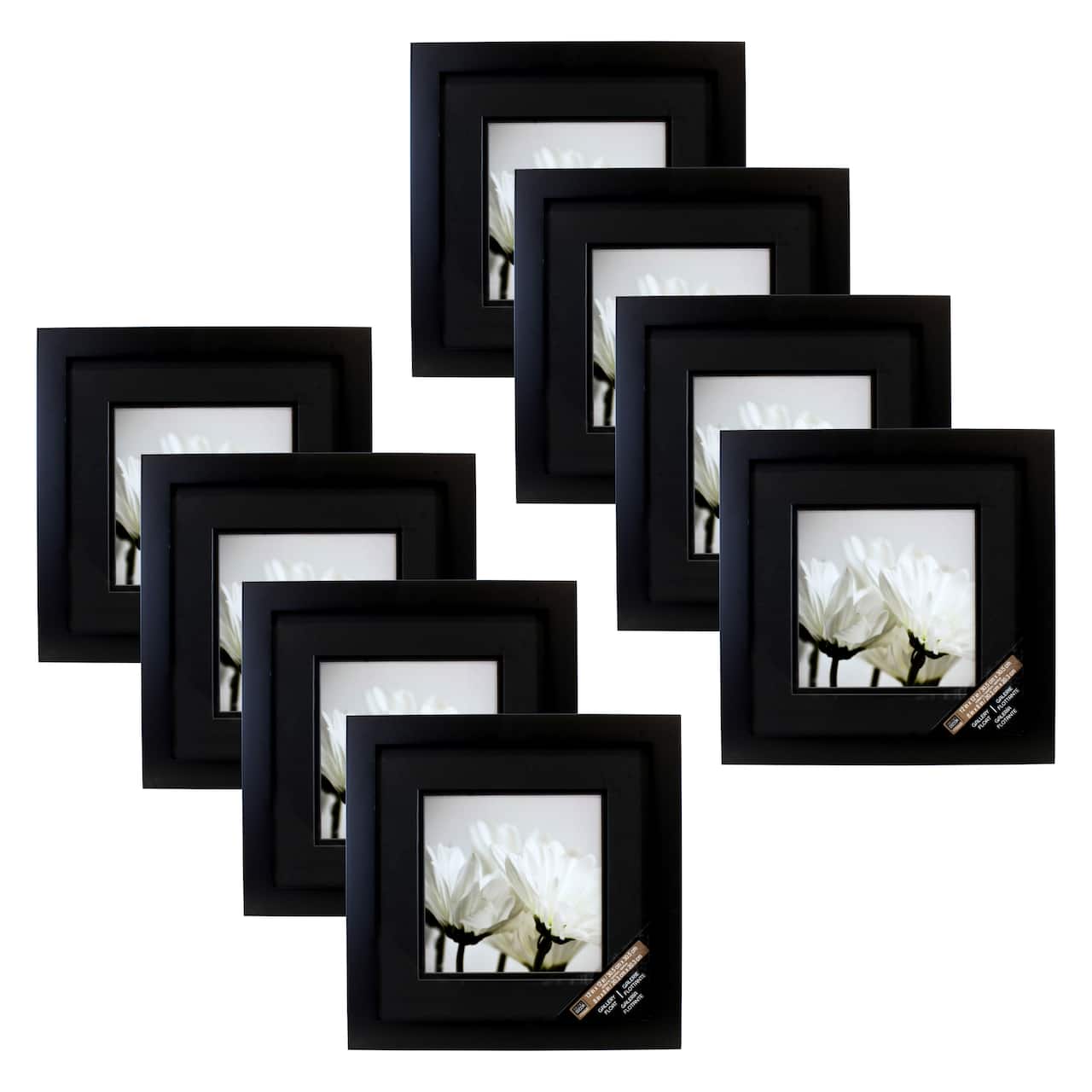 8 Pack: Black Square Gallery Wall Frame with Black Double Mat by Studio Décor®
